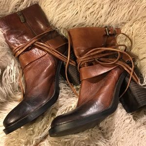 Vince Camuto Heeled Leather Buckle Boot